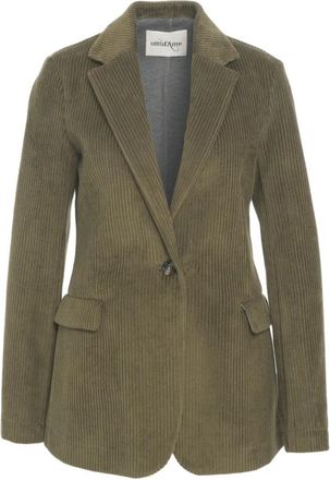 ottod'Ame Groene Fluwelen Blazer Klassieke Snit - Dames - Blazers - Groen - S - Katoen - Jassen