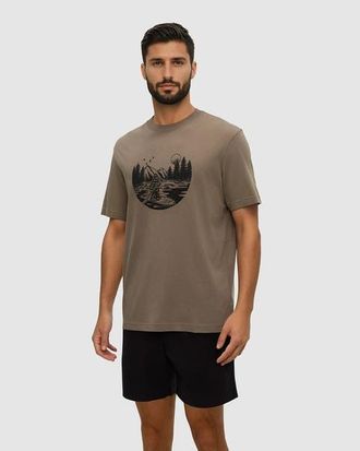tentree Regenerative Lake Life Portal T-Shirt in Clay/meteorite Black at Nordstrom, Size Xx-Large