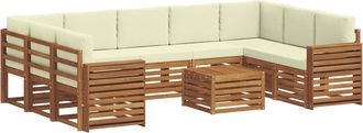 vidaXL Conjunto De Sof&aacute;s De Exterior 10 Uds. Natural Y Crema Vidaxl