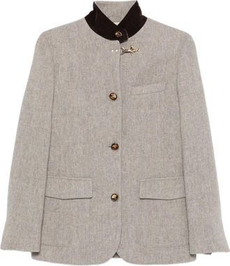 Fay Giacca con motivo a spina di pesce - Grigio