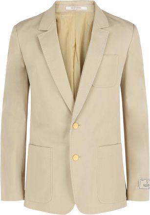 Valentino VLogo Contrast Trim Single-Breasted Blazer