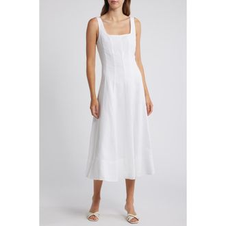 Lilly Pulitzer Calina Linen Midi Sundress in Resort White at Nordstrom, Size 2