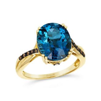 Le Vian Ladies Semi Precious Ring featuring 5 cts. Deep Sea Blue Topaz set in 14K Honey Gold