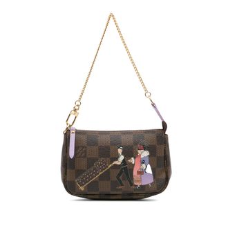 Louis Vuitton Pre-owned Womens Damier Ebene Illustre Mini Pochette Accessories - Brown Textile - One Size