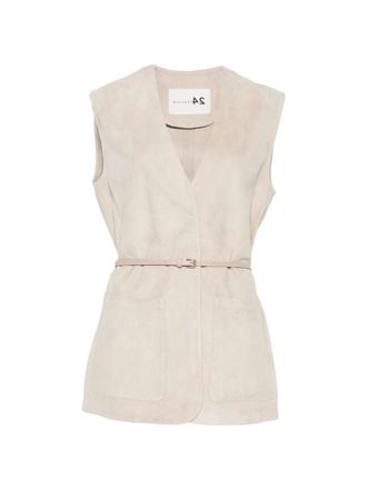 Manzoni24 Suede Vest With Leather Belt