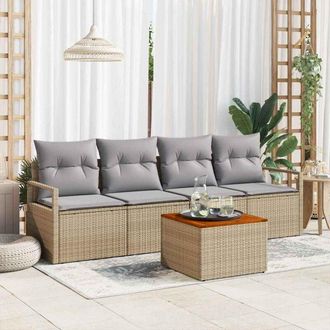 vidaXL Vidaxl - Conjunto De Sof&aacute; De Jard&iacute;n Con Coj&iacute;n 5 Pcs Beige Polirat&aacute;n