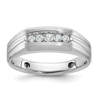Diamond2Deal 14k White Gold Lab Grown Diamond 5-Stone Band Ring 1/4Ct Clarity- VS Color- G-H