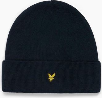 Lyle & Scott Mens Golden Eagle Branding Logo Beanie - Navy - Size: ONE size