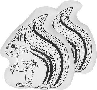 Beliani Conjunto De 2 Cojines Para Ni&ntilde;os Almohada En Forma De Ardilla De Tela Blanca Y Negra Con Relleno Suave Kolkata