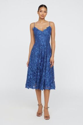 Theia Ainslie Lace Midi Cocktail in Blue Mirage at Nordstrom, Size 14
