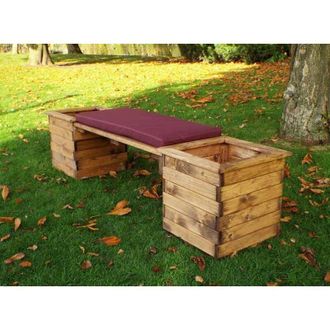 Charles Taylor Trading Charles Taylor - Deluxe Planter Bench with Cushions - W197 x D47 x H46 - Fully Assembled - Burgundy