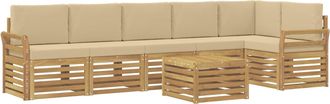 vidaXL Conjunto De Sof&aacute;s De Exterior 7 Uds. Y Beige Poli&eacute;ster Vidaxl