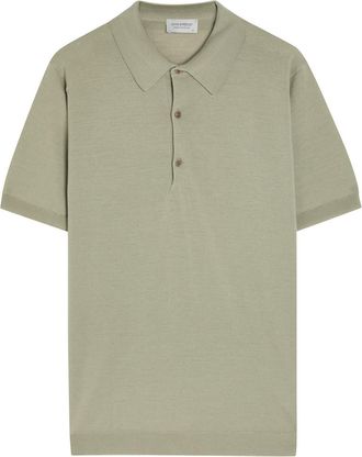 John Smedley Macloud Merino Wool Polo Shirt - Olive - Xxl
