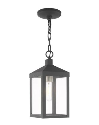 Livex Lighting 1-Light Scandinavian Gray Outdoor Pendant Lantern
