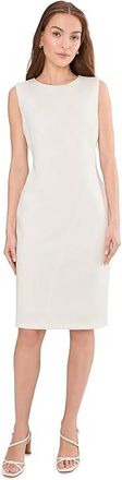 Calvin Klein Sleeveless Scuba Seam Detailed Sheath Womens Dress Cream : 14, Polyester/Spandex