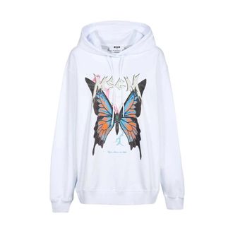Msgm Cotton Hoodie - Dames - Hoodies - Wit - 2XS - Katoen - Hoodies & sweatvesten