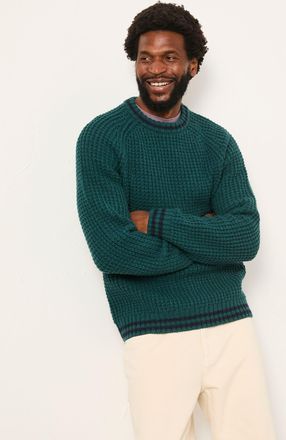 Fat Face FatFace Emerald Green Tipped Crew Neck Knitted Jumper