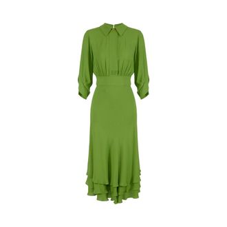 Elisabetta Franchi Midi Dresses, female, Green, Size: XS Dress in viscose Georgette fabric