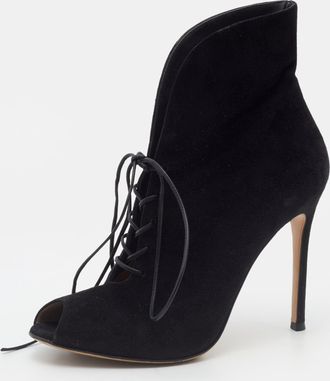 Gianvito Rossi Black Suede Jane Ankle Booties