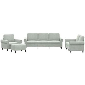 vidaXL Vidaxl - Juego De Sof&aacute;s Con Cojines 4 Piezas Terciopelo Gris Claro