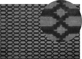 Beliani Alfombra De Viscosa Gris 140 X 200 Cm Patr&oacute;n Geom&eacute;trico Tejido A Mano Cizre