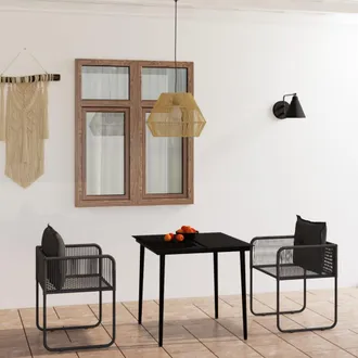 vidaXL Juego De Comedor Para Jard&iacute;n 3 Piezas Negro Vidaxl