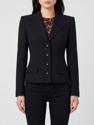 Dolce & Gabbana Short Slim Fit Virgin Wool Blazer with Peak Lapels