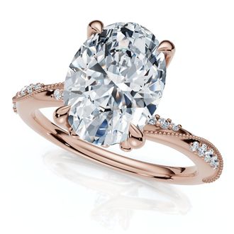 Pompeii3 2 1/5Ct Oval Diamond Engagement Camellia Ring 14k Gold Lab Grown