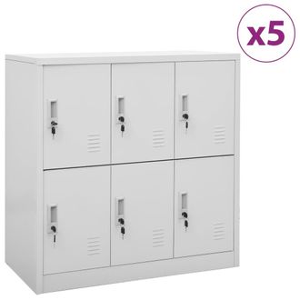 vidaXL Vidaxl - Armarios Taquilla 5 Uds De Acero Gris Claro 90x45x92,5 Cm
