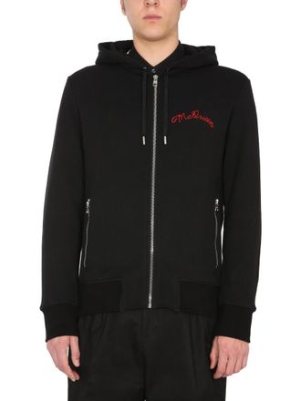 Alexander McQueen Alexander Mcqueen Mens Hooded Sweatshirt With Zip - Black Cotton - Size Small