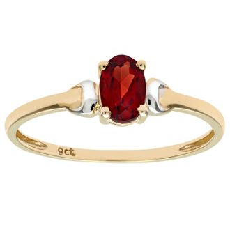 Diamant L'éternel 9ct geel- en witgouden dames granaat geboortestenen ring