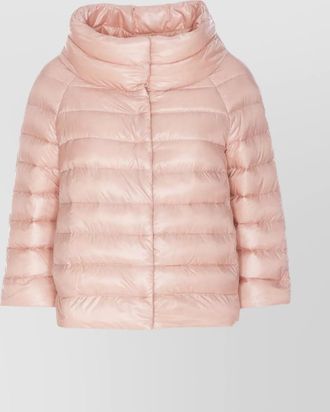 Herno high collar padded quilted short sleeve jacket