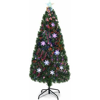 Costway Costway &Aacute;rbol De Navidad Artificial 180cm Con Base Iluminado Con Fibra De Vidrio Cambia Color Para Navidad Hogar Fiesta Decoraci&oacute;n