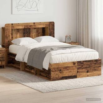 Berkfield Home Bed Frame with Storage Old Wood 120 x 200 cm Engineered Wood in Brown