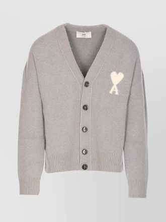 Ami v-neck cardigan with ribbed cuffs and hem