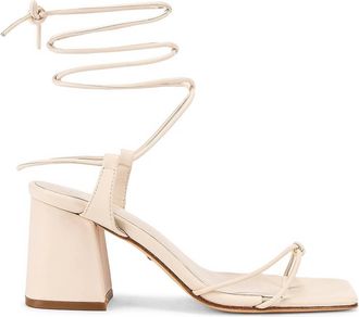 Raye Womens Voyage Heel Leather Square Toe Sandals In Bone White