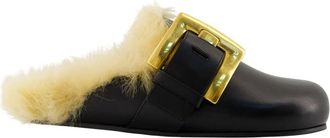 Balmain Zwarte Leren Sandalen - Anthem Stijl - Dames - Slip ons - Zwart - 35 EU - Leer - Schoenen