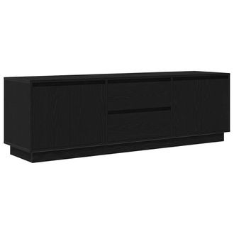 Berkfield Home TV Cabinet with LED Lights Black Oak 160.5x41x50 cm