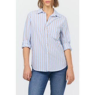 Dear John Denim Galina Relaxed Button Up Shirt in Campus Blue Stripe at Nordstrom, Size X-Large