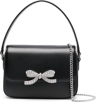Self Portrait bow-detail leather cross body bag - women - Calf Leather - One Size - Black