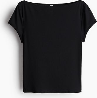 H&M Durchscheinendes T-Shirt - Schwarz