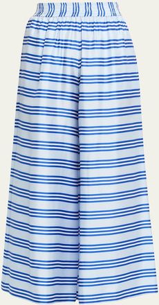 Rianna + Nina Wide-Leg Striped Silk Pants