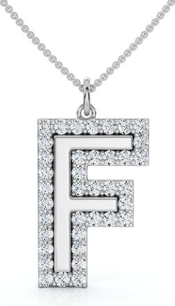 Pompeii3 F Initial Diamond Pendant 1 1/3Ct TW 1 Tall 14k Gold Womens Necklace Lab Grown