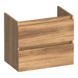 Marcel Breuer Joy wastafelonderkast ondiep - 60x39x50cm - 2 softclose lades - greeploos - 1 sifon uitsparing - Honey