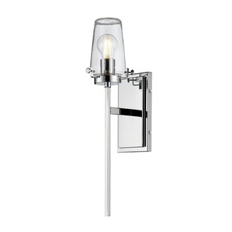 Loops IP44 Wall Light Tall Nuts & Bolts Accents Clear Glass Shade Chrome LED E27 40W