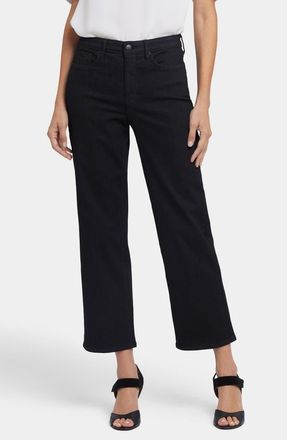 NYDJ Bailey Cool Embrace High Waist Ankle Relaxed Straight Leg Jeans in Black at Nordstrom Rack, Size 12P