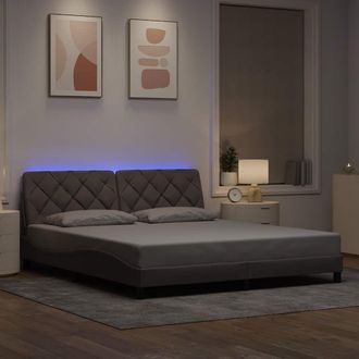 vidaXL Giroletto Con Led Senza Materasso Tortora 180x200 Cm In Tessuto - Vidaxl