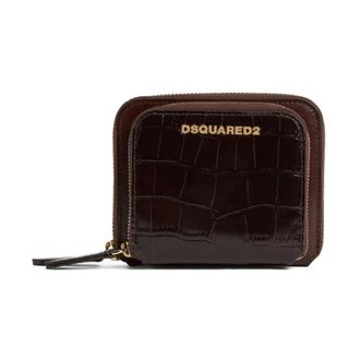 Dsquared2 Wallets & Cardholders, female, Brown, Size: ONE SIZE Brown Leather Wallet with Cotton Lining