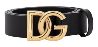 Dolce & Gabbana Black Leather DG Belt Size XS