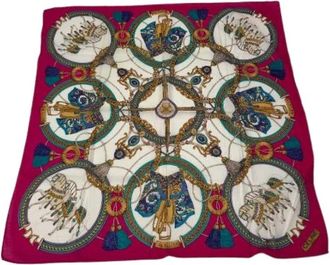 Celine Pre-owned Baroque Equestrian Scarf - Dames - Vintage Accessoires - Paars - ONE Size - Katoen - Vintage